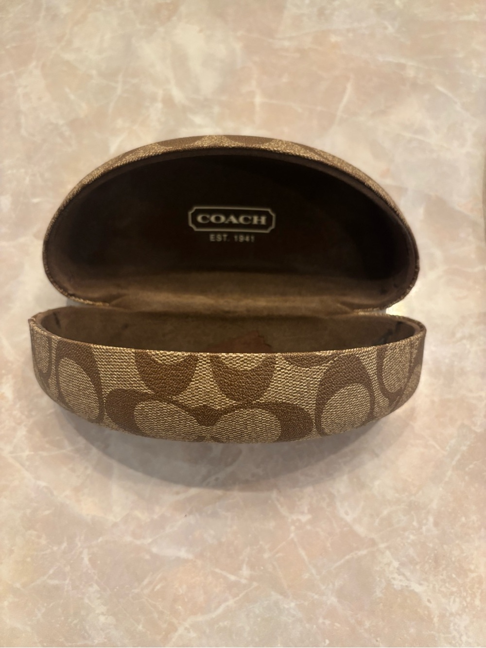 Coach Brown Monogram Hard Shell Sunglass Case
